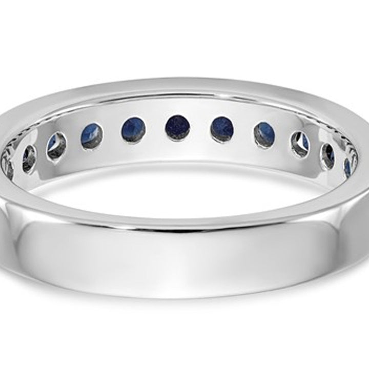 7/10 Carat (ctw I1-I2) Blue Diamond Wedding Band Ring in 14K White Gold Image 4