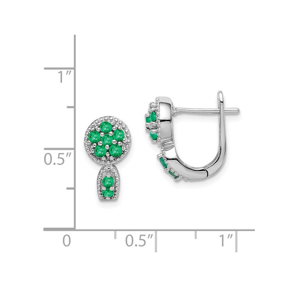 2/5 Carat (ctw) Emerald Cluster Huggie Hoop Earrings in Sterling Silver Image 2