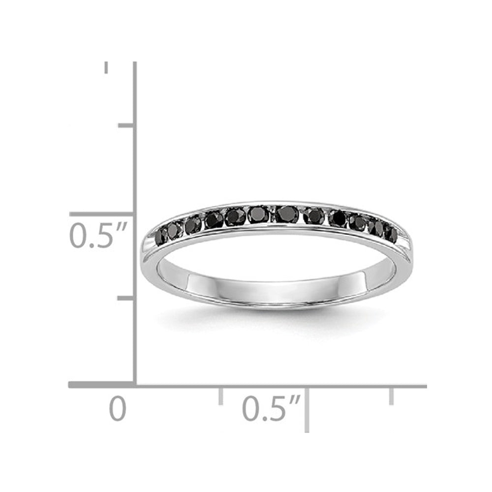 1/4 Carat (ctw) Black Diamond Wedding Band Ring in 14K White Gold Image 2
