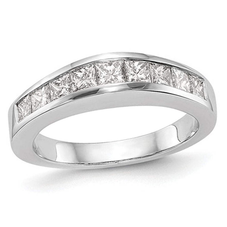 1.00 Carat (ctw H-II2-I3) Princess Cut Diamond Wedding Band Ring in 14K White Gold Image 1