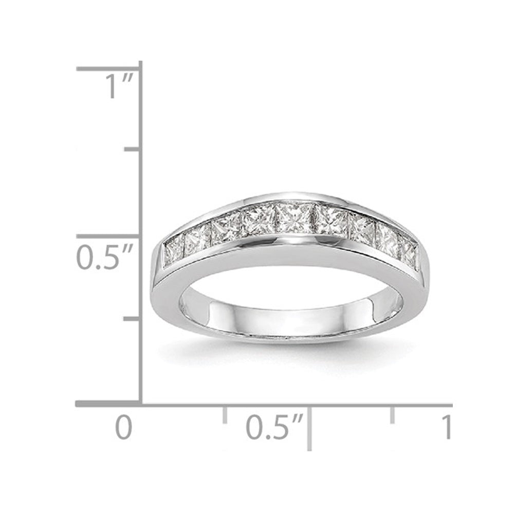 1.00 Carat (ctw H-II2-I3) Princess Cut Diamond Wedding Band Ring in 14K White Gold Image 2