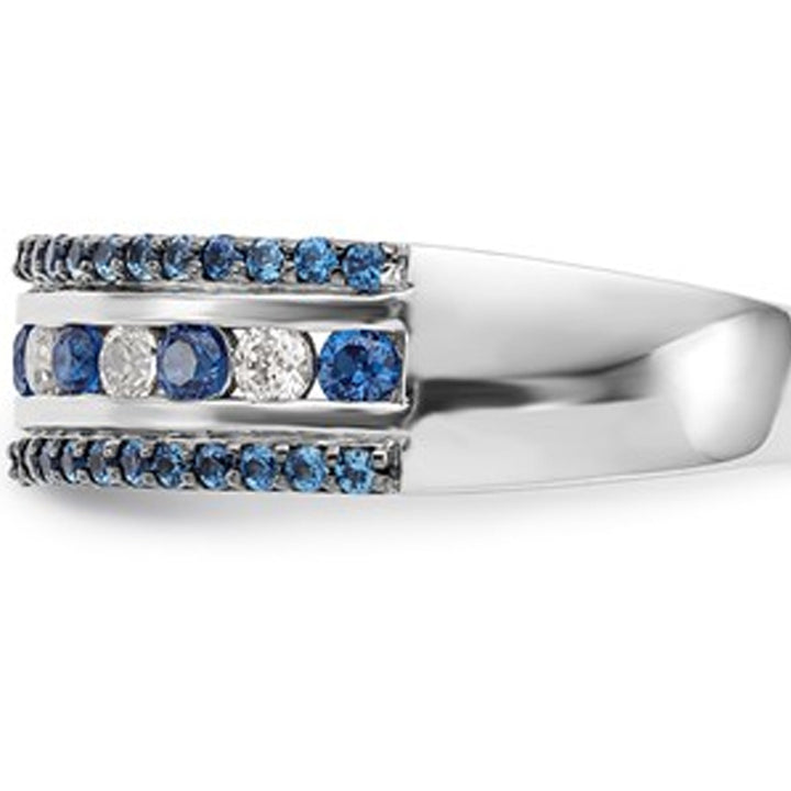 7/10 Carat (ctw) Blue and White Diamond Ring in 14K White Gold Image 4