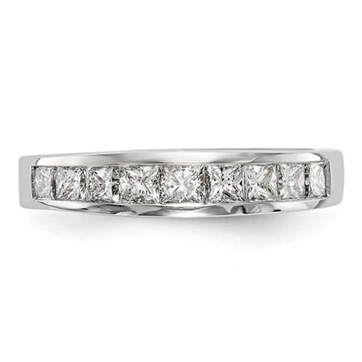 1.00 Carat (ctw H-II2-I3) Princess Cut Diamond Wedding Band Ring in 14K White Gold Image 4