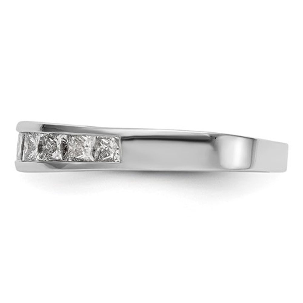 1.00 Carat (ctw H-II2-I3) Princess Cut Diamond Wedding Band Ring in 14K White Gold Image 4