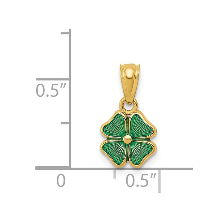 Green Enamel 4-Leaf Clover Pendant Necklace in 14K Yellow Gold with Chain Image 2