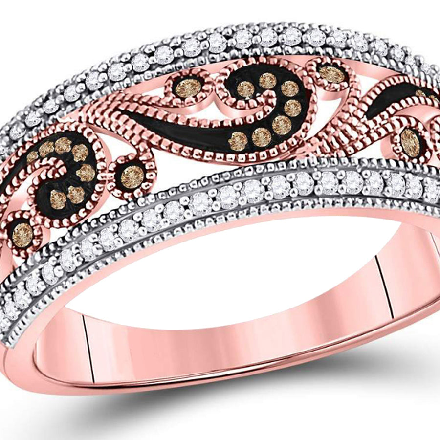 1/4 Carat (ctw) Enhanced Red and White Diamond Ring in 10K Rose Pink Gold Image 1