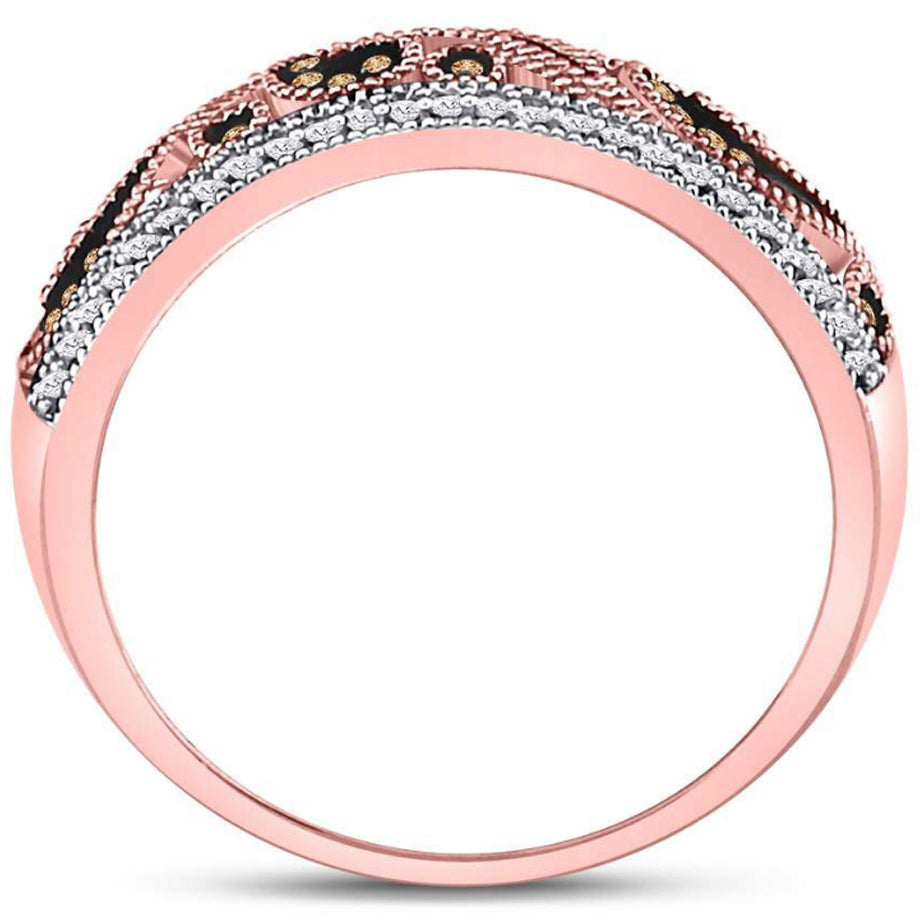 1/4 Carat (ctw) Enhanced Red and White Diamond Ring in 10K Rose Pink Gold Image 2