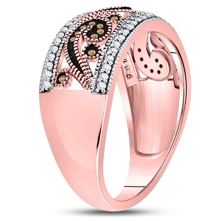 1/4 Carat (ctw) Enhanced Red and White Diamond Ring in 10K Rose Pink Gold Image 3