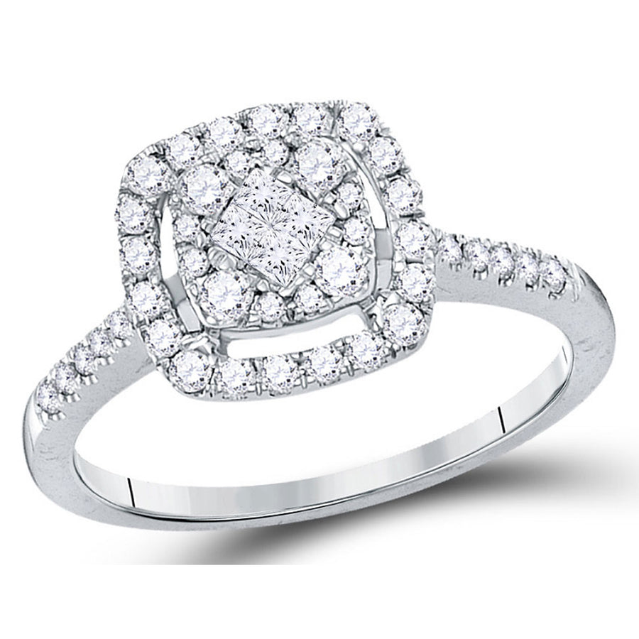 1/2 Carat (ctw H-II1-I2) Princess Cut Diamond Engagement Ring in 14K White Gold Image 1