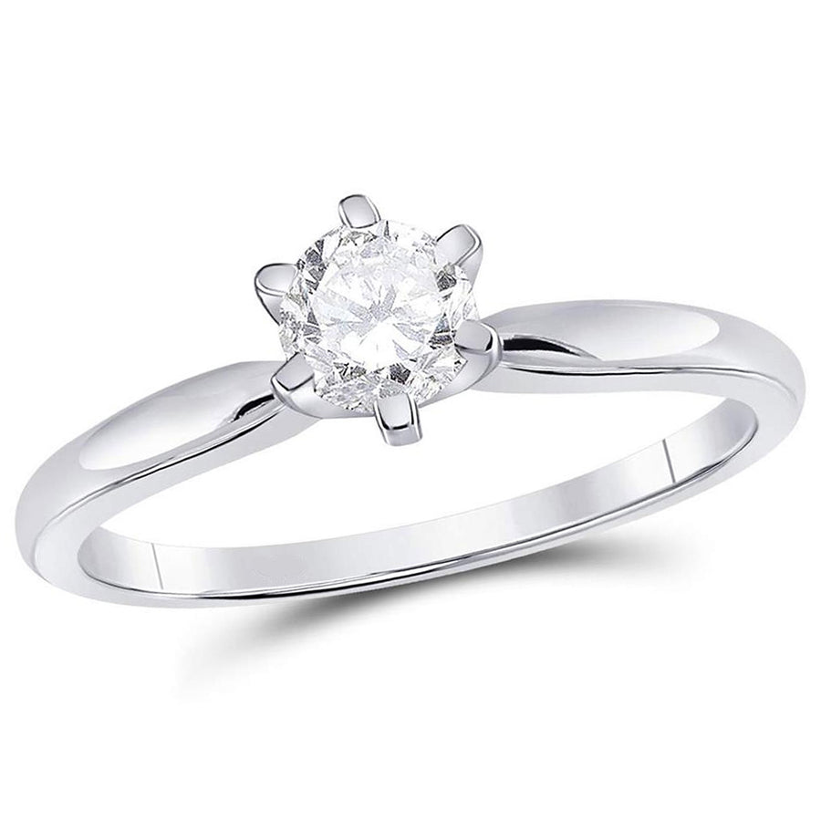 1/2 Carat (ctw H-I I1-I2) Diamond Solitaire Engagement Ring in 14K White Gold Image 1