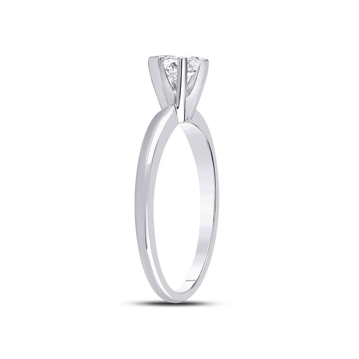 1/2 Carat (ctw H-I I1-I2) Diamond Solitaire Engagement Ring in 14K White Gold Image 3