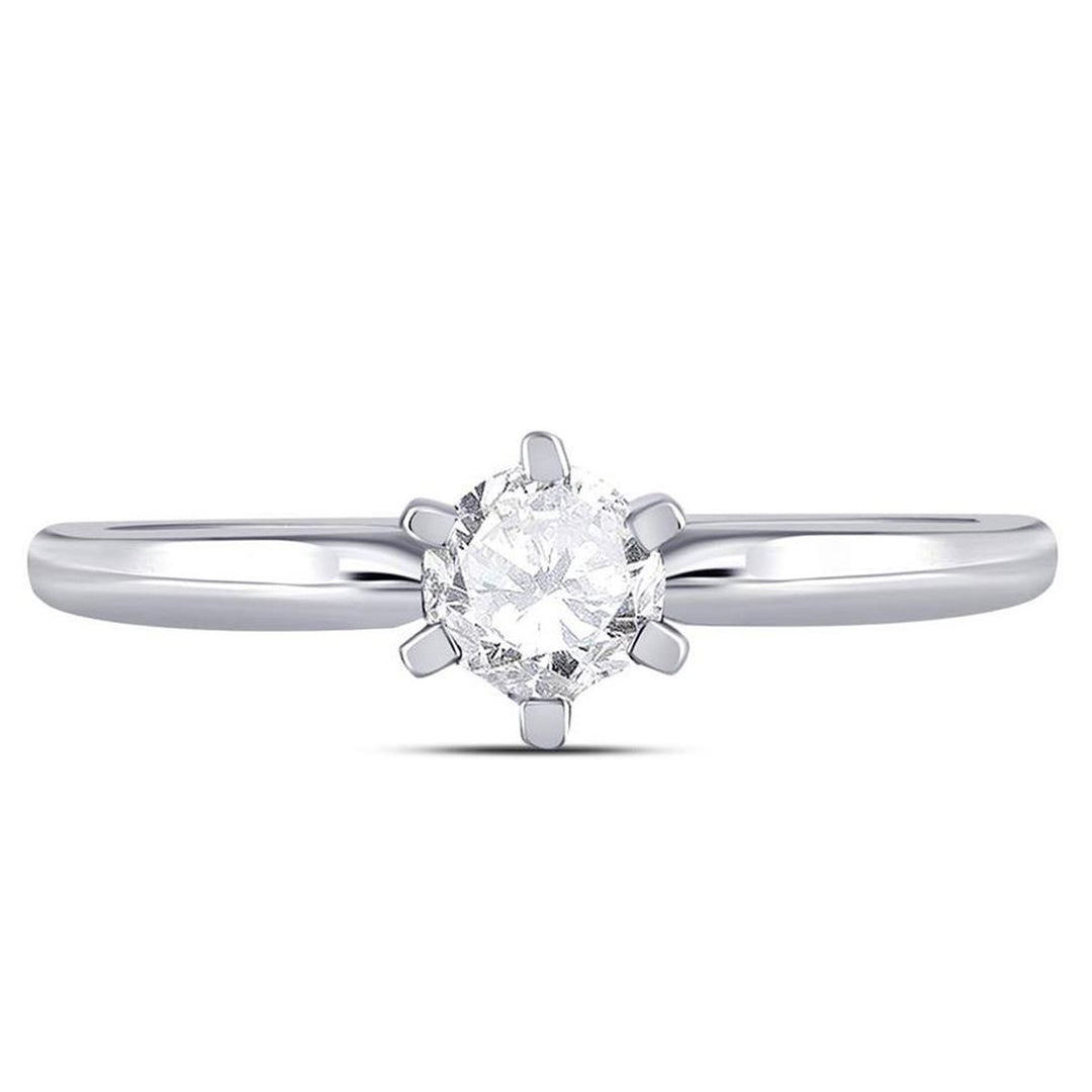 1/2 Carat (ctw H-I I1-I2) Diamond Solitaire Engagement Ring in 14K White Gold Image 4