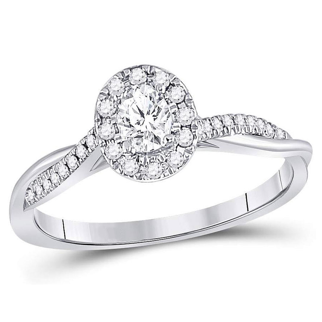 1/3 (ctw I1-I2G-H-I) Halo Diamond Twist Engagement Ring in 14K White Gold Image 1