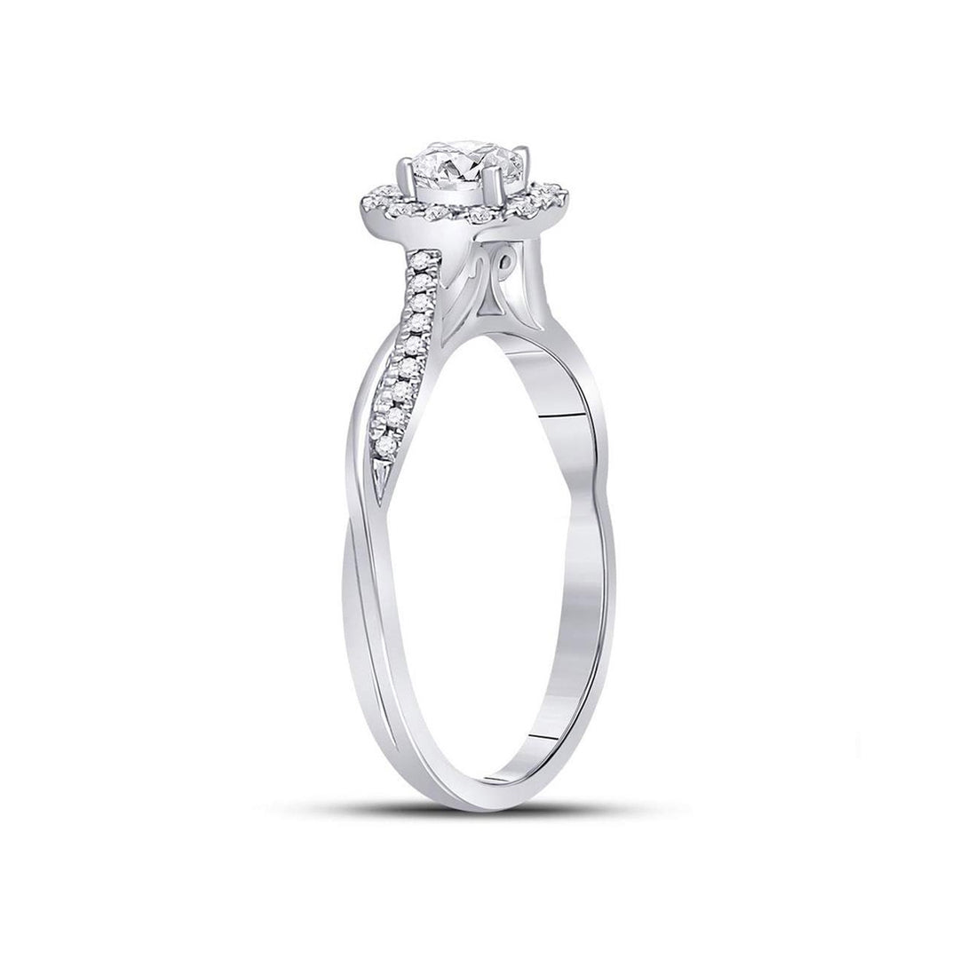 1/3 (ctw I1-I2G-H-I) Halo Diamond Twist Engagement Ring in 14K White Gold Image 2