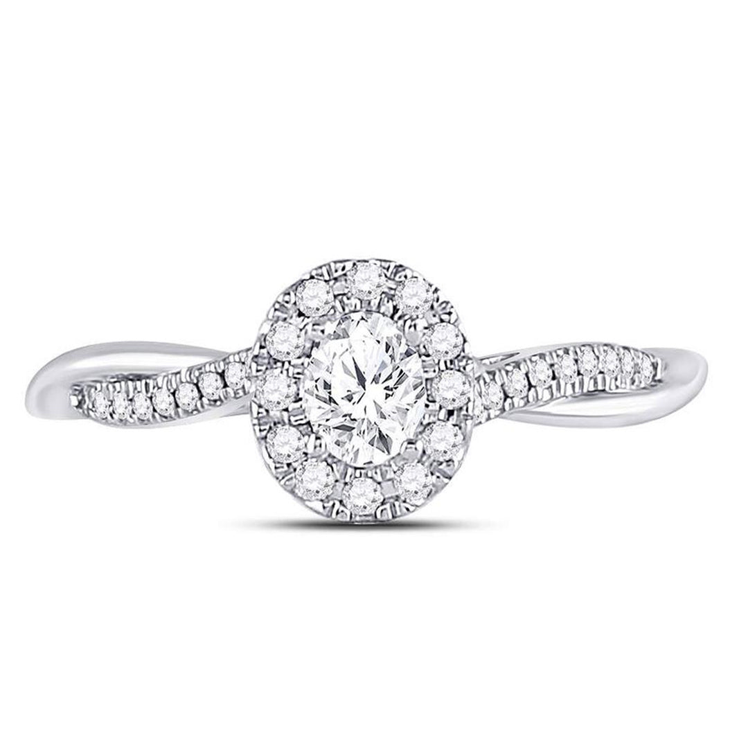 1/3 (ctw I1-I2G-H-I) Halo Diamond Twist Engagement Ring in 14K White Gold Image 4