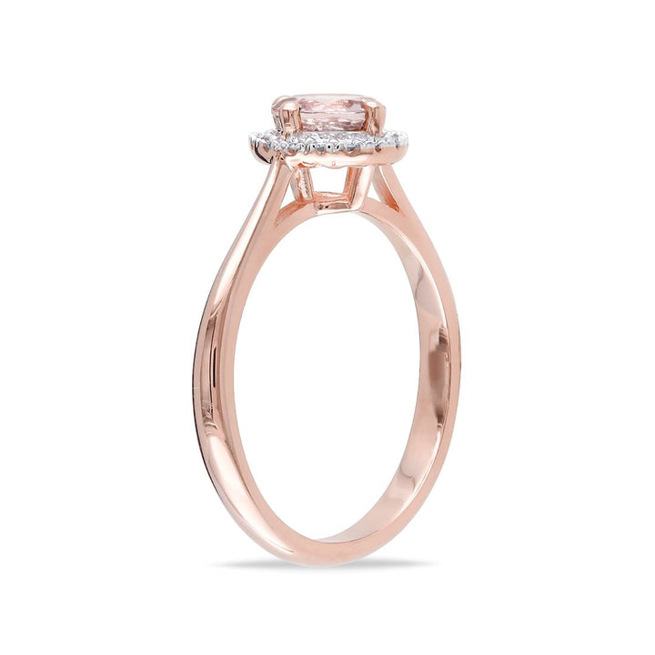 4/5 Carat (ctw) Morganite Halo Ring in Rose Sterling Silver with 1/10 Carat (ctw) Diamonds Image 2