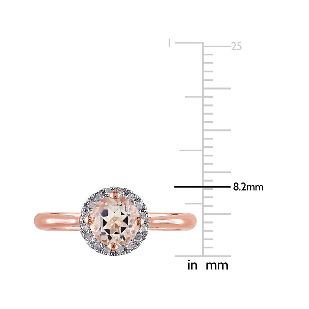 4/5 Carat (ctw) Morganite Halo Ring in Rose Sterling Silver with 1/10 Carat (ctw) Diamonds Image 3