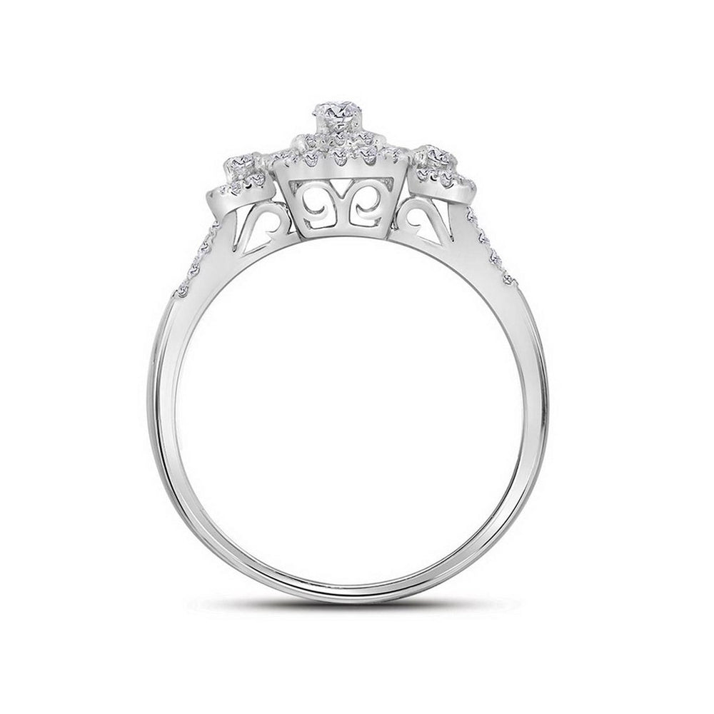 1/2 Carat (ctw I1-I2 H-I) Double Halo Diamond Engagement Ring in 10K White Gold Image 2