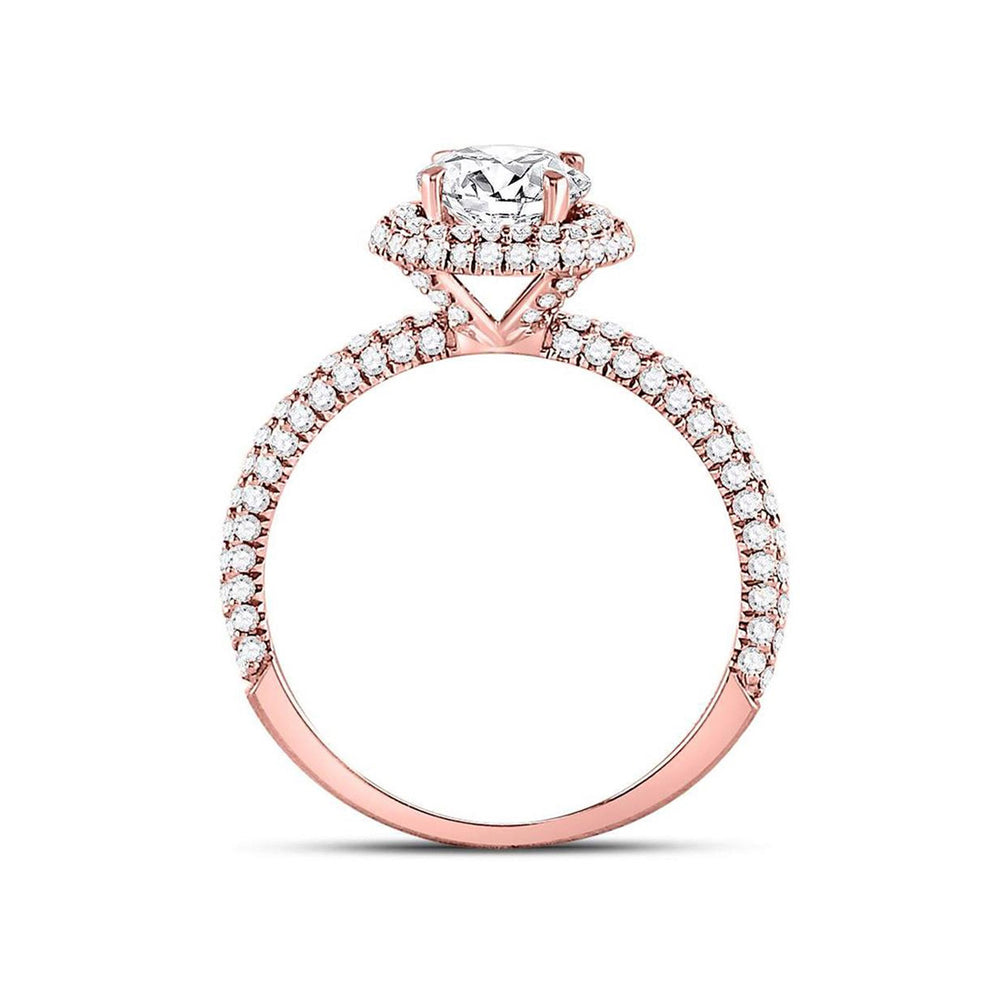 1.65 Carat (ctw SI3-I1G-H-I) Diamond Solitaire Double Halo Engagement Ring in 14K Rose Pink Gold (1 CT. center) Image 2