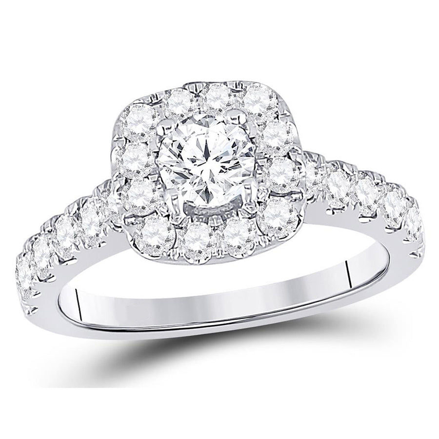 1.50 Carat (ctw G-HI1-I2) Diamond Engagement Bridal Halo Ring in 14K White Gold Image 1