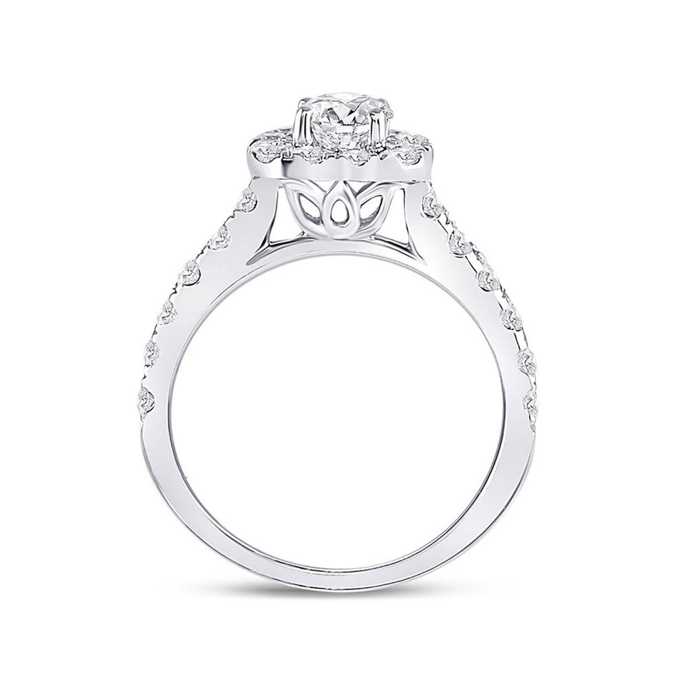 1.50 Carat (ctw G-HI1-I2) Diamond Engagement Bridal Halo Ring in 14K White Gold Image 2