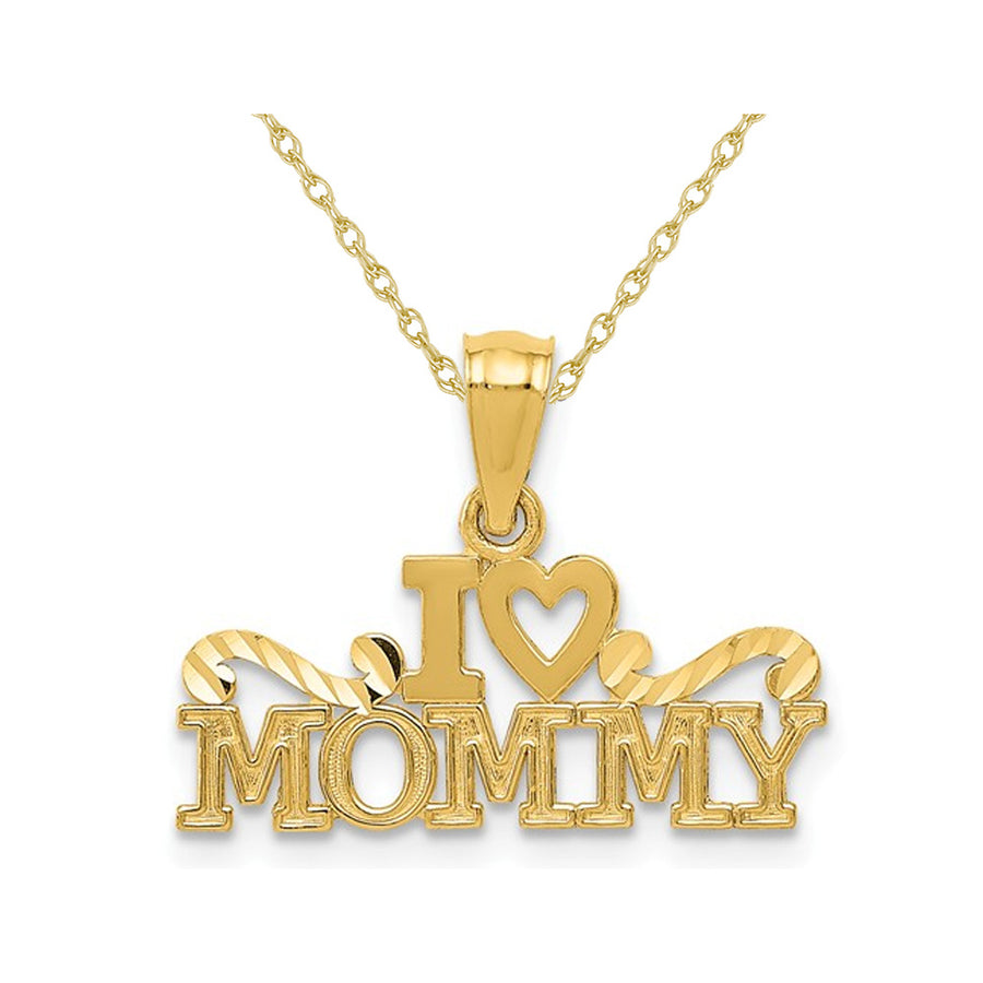 I Heart Mommy Pendant Necklace in 14K Yellow Gold with Chain Image 1