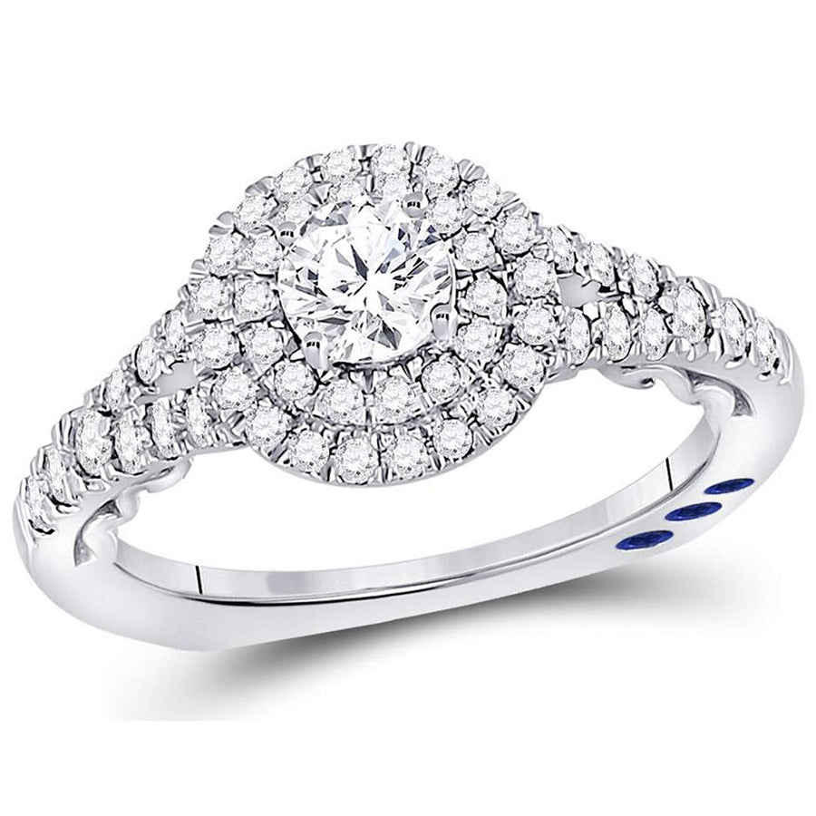 2/3 Carat (ctw G-HI1-I2) Diamond Engagement Step Halo Ring in 14K White Gold Image 1
