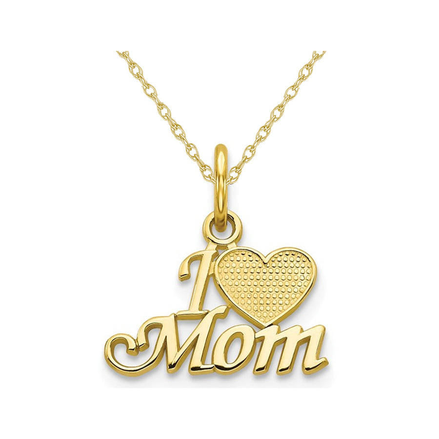 I Heart Mom Pendant Necklace in 10K Yellow Gold with Chain Image 1