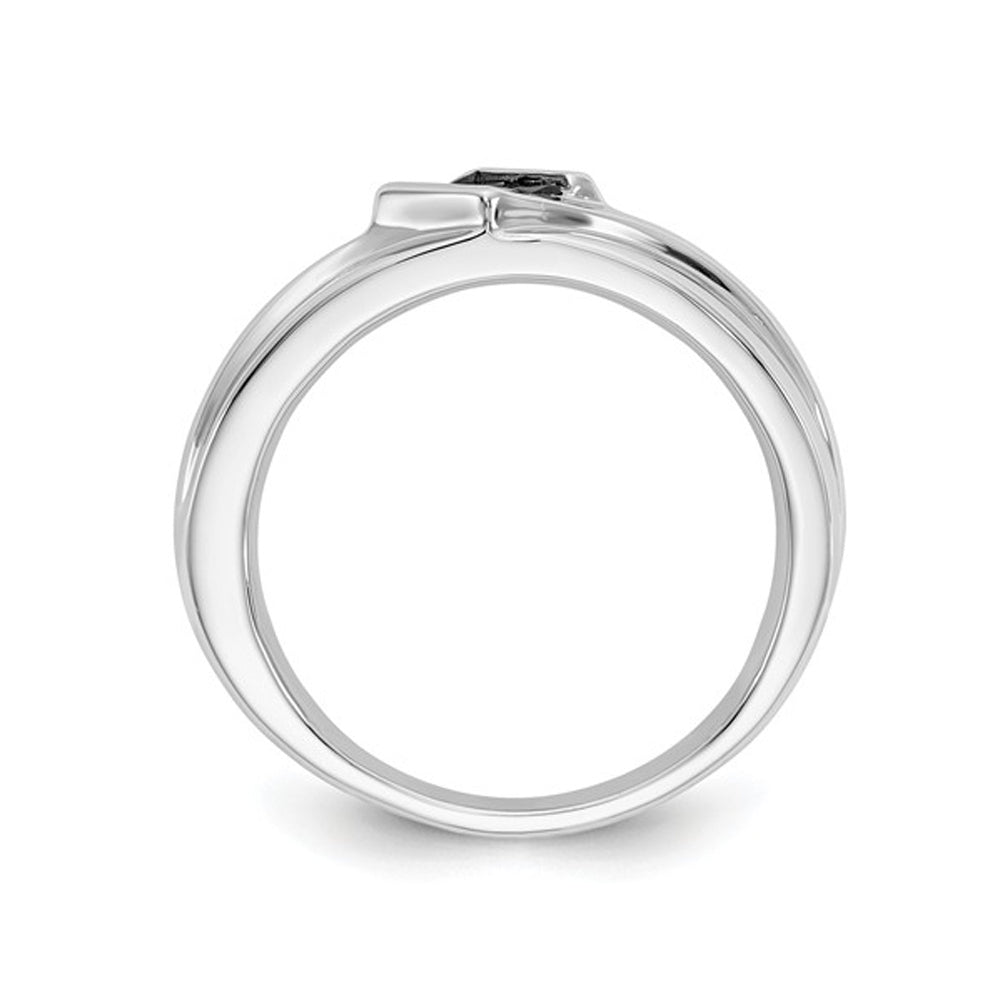Mens 1/2 Carat (ctw) Princess Cut Black Diamond Ring in 14K White Gold Image 4