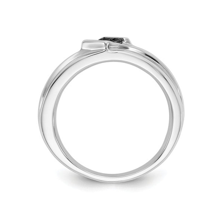 Mens 1/2 Carat (ctw) Princess Cut Black Diamond Ring in 14K White Gold Image 4