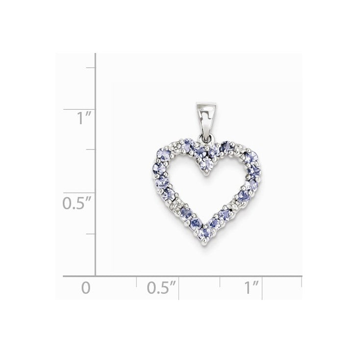 7/10 Carat (ctw) Tanzanite Heart Pendant Necklace in Sterling Silver with Chain Image 2