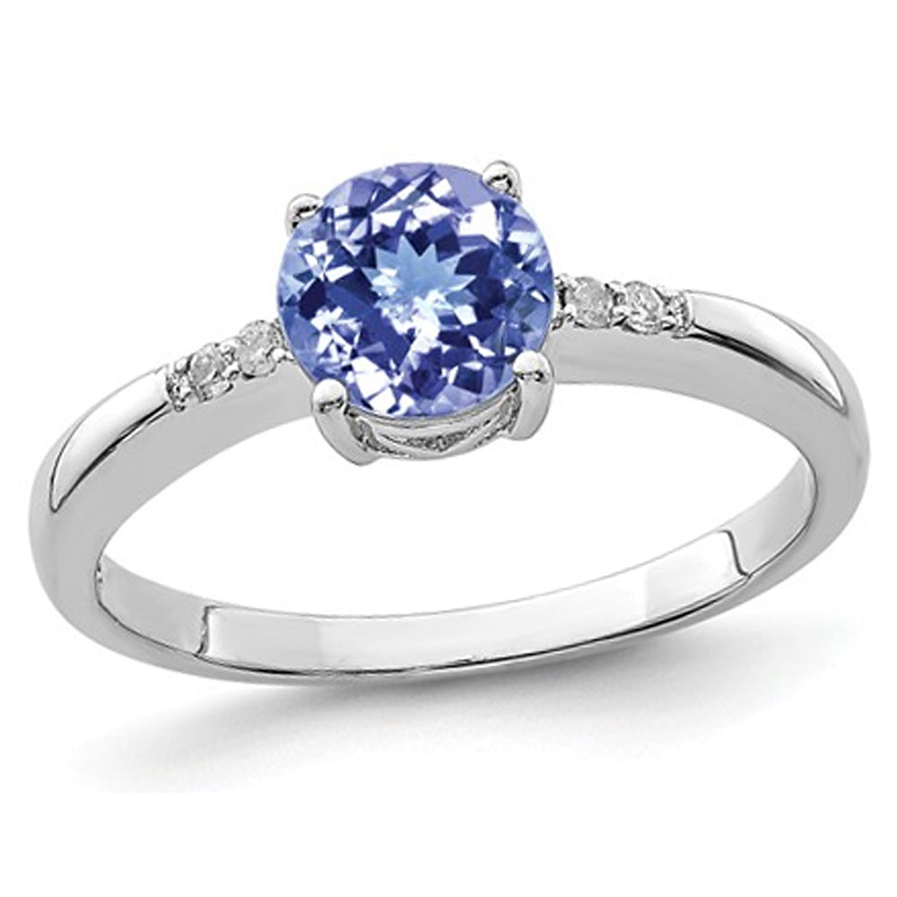1.00 Carat (ctw) Tanzanite Solitaire Ring in Sterling Silver Image 1