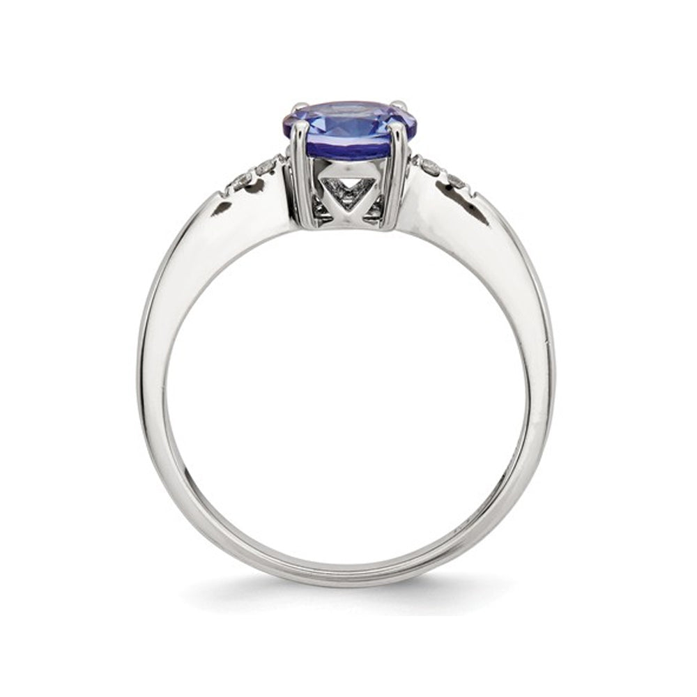 1.00 Carat (ctw) Tanzanite Solitaire Ring in Sterling Silver Image 3