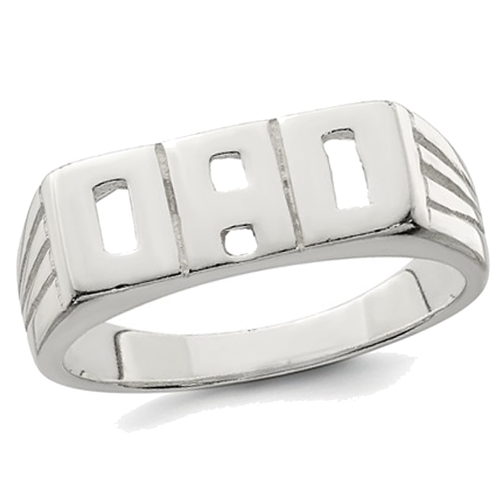 Mens Sterling Silver DAD Ring in Polished Image 1