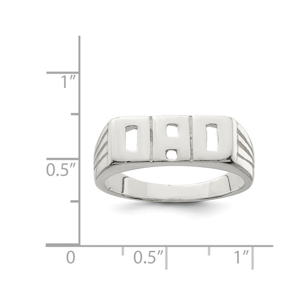 Mens Sterling Silver DAD Ring in Polished Image 2