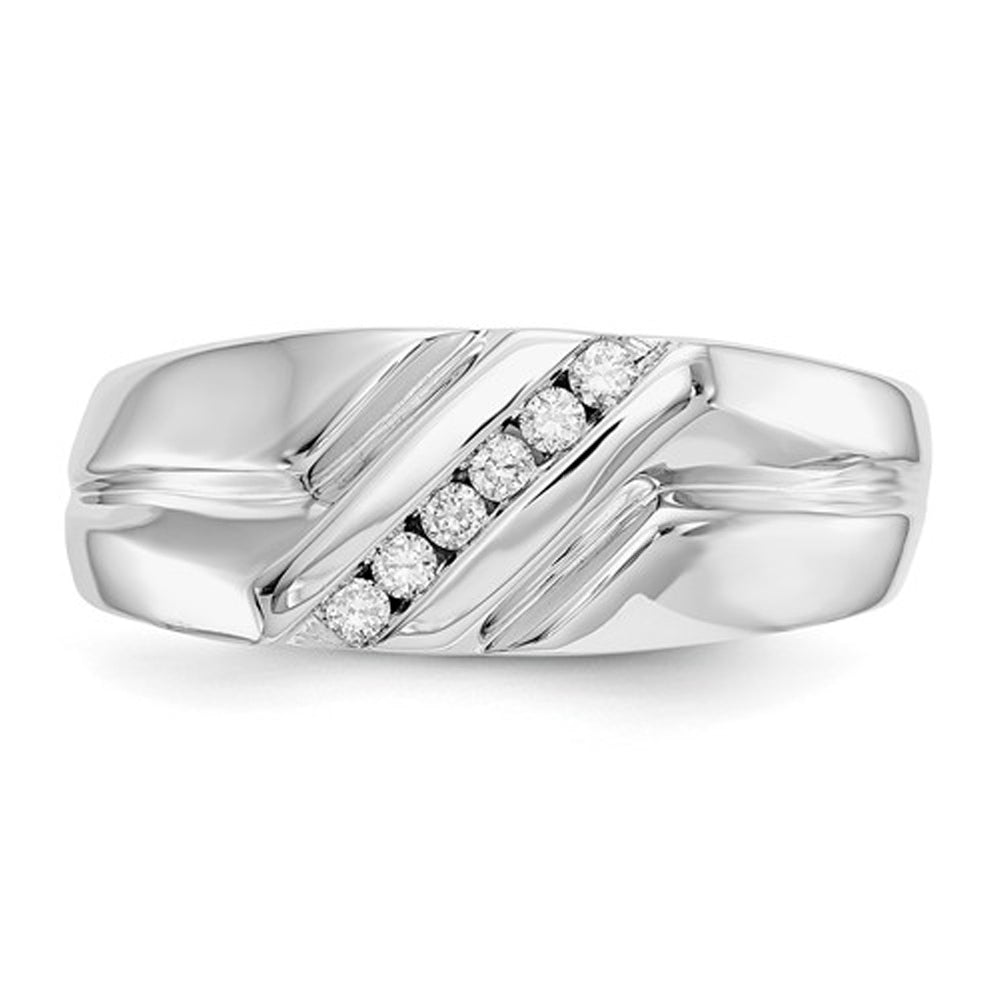 Mens 14K White Gold Diamond Ring 1/7 Carat (ctw H-II2-I3) Image 3