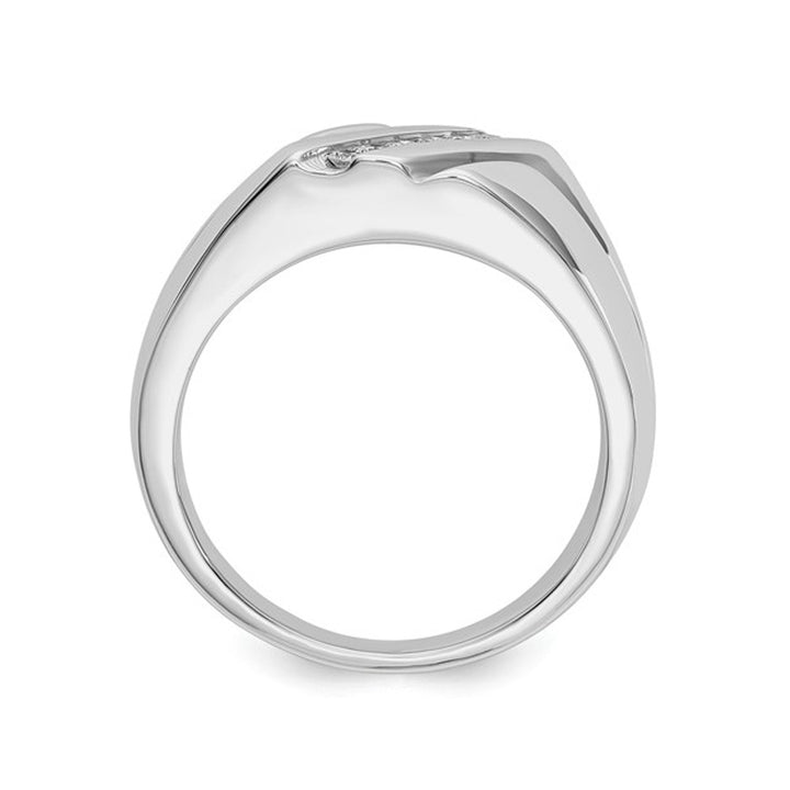 Mens 14K White Gold Diamond Ring 1/7 Carat (ctw H-II2-I3) Image 4