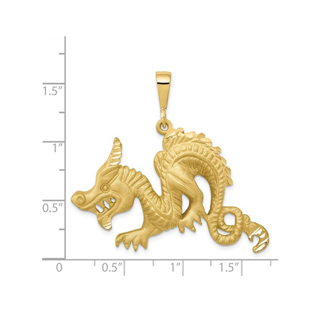 10K Yellow Gold Dragon Charm Pendant Necklace with Chain Image 2