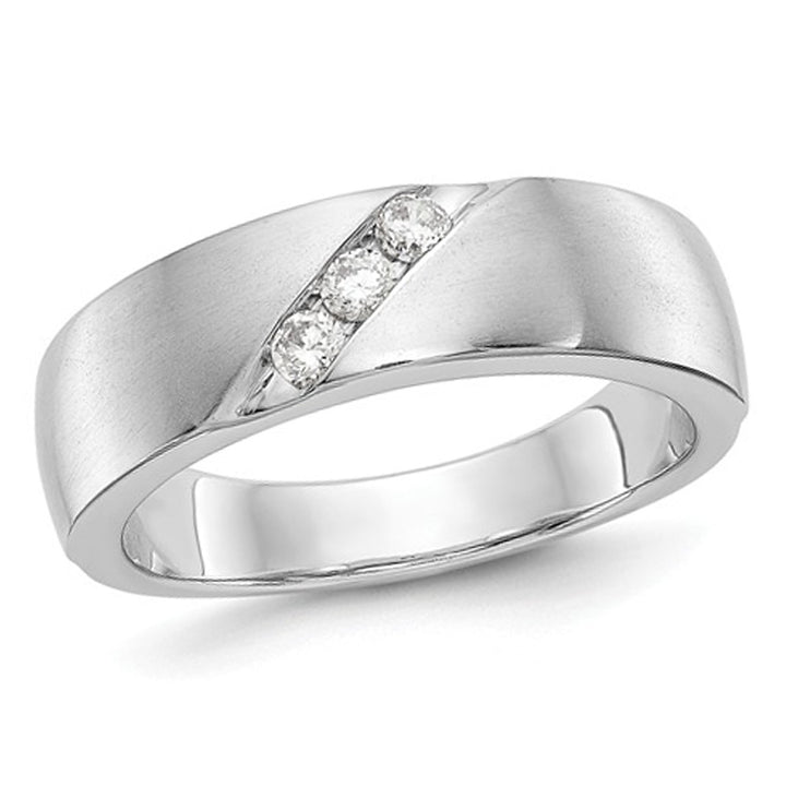 Mens 14K White Gold Diamond Wedding Ring 1/5 Carat (ctw H-I I1-I2) Image 1