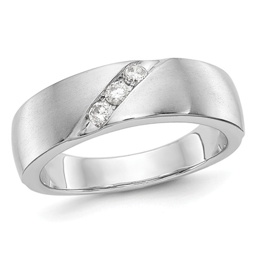 Mens 14K White Gold Diamond Wedding Ring 1/5 Carat (ctw H-II1-I2) Image 1