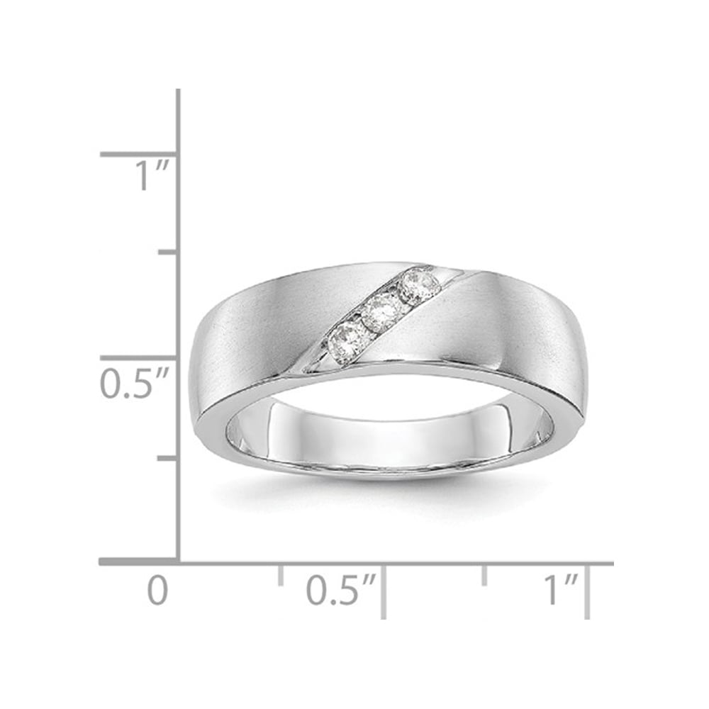 Mens 14K White Gold Diamond Wedding Ring 1/5 Carat (ctw H-II1-I2) Image 2