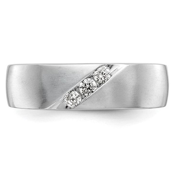 Mens 14K White Gold Diamond Wedding Ring 1/5 Carat (ctw H-I I1-I2) Image 4