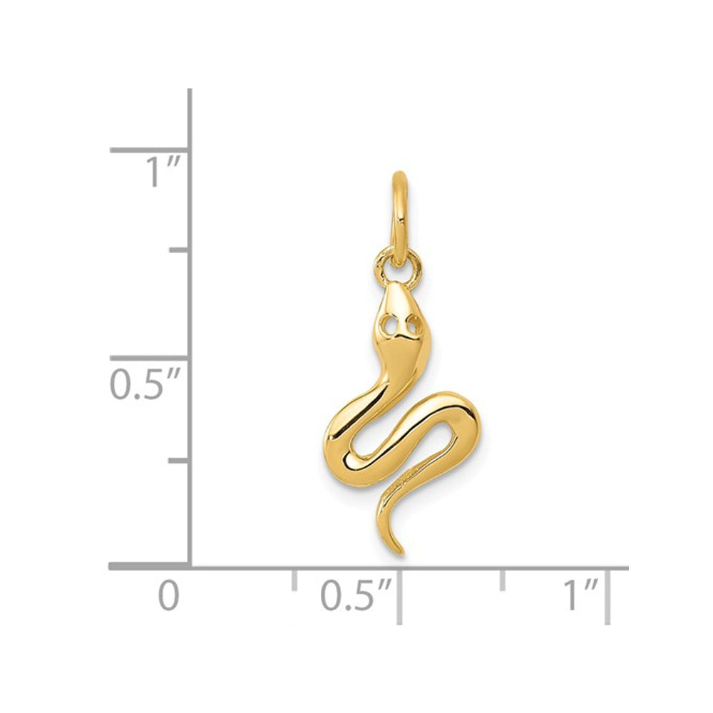 14K Yellow Gold Polished Snake Charm Pendant Necklace with Chain Image 3