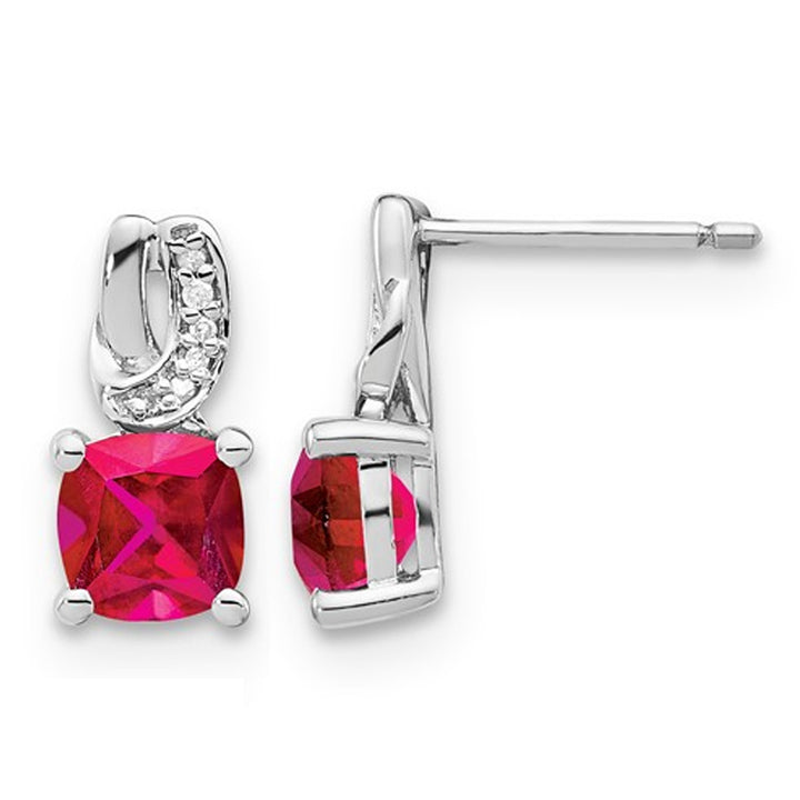 2.50 Carat (ctw) Lab-Created Ruby Post Earrings in Sterling Silver Image 1