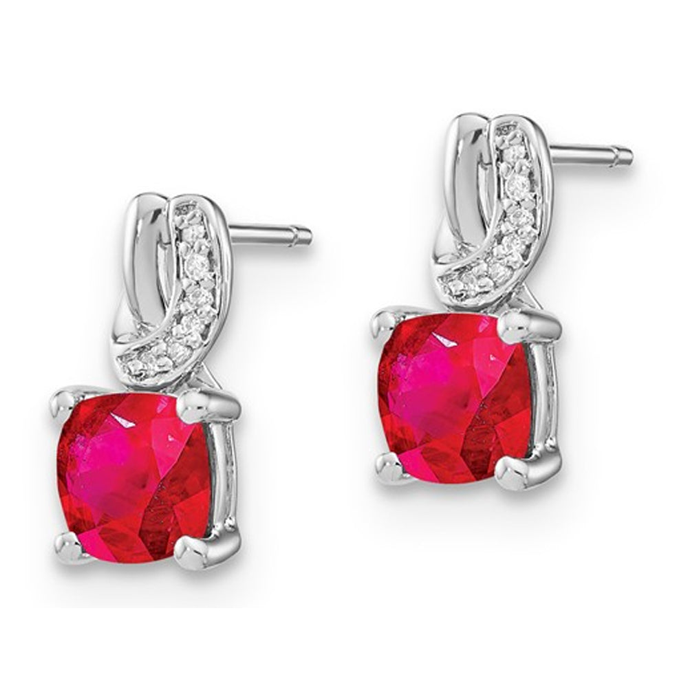 2.50 Carat (ctw) Lab-Created Ruby Post Earrings in Sterling Silver Image 2