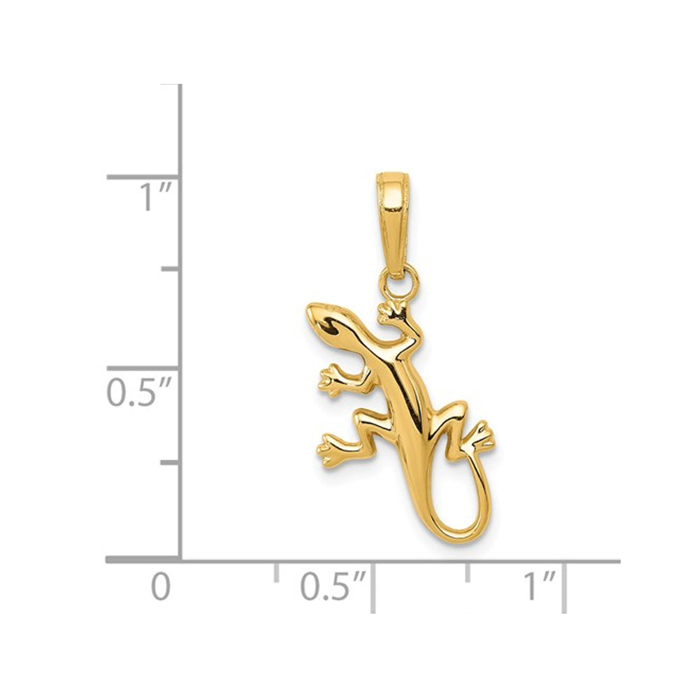 14K Yellow Gold Gecko Lizard Charm Pendant Necklace with Chain Image 3