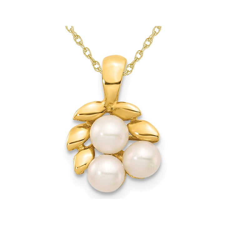 White Freshwater Cultured Pearl 3-4mm Pendant Necklace in 14K Yellow Gold with Chain Image 1