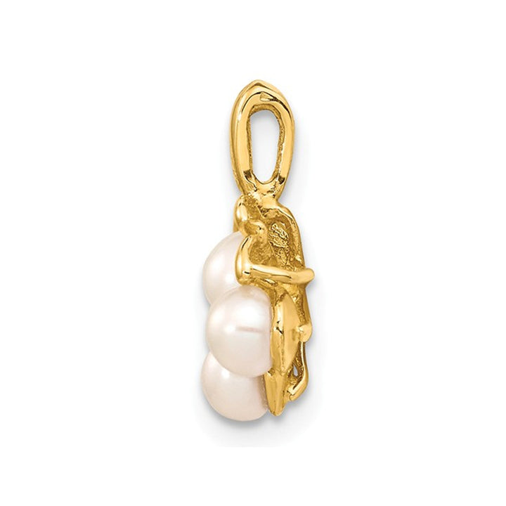 White Freshwater Cultured Pearl 3-4mm Pendant Necklace in 14K Yellow Gold with Chain Image 3