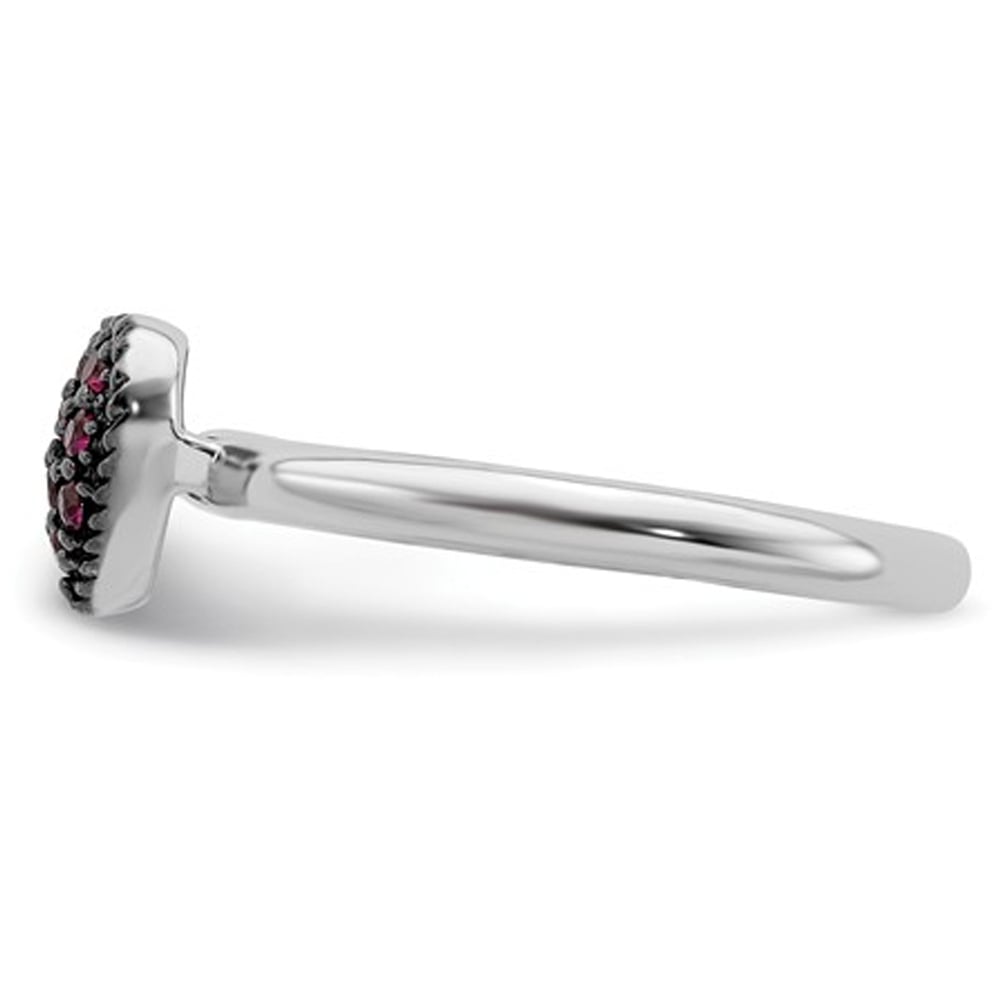 2/5 Carat (ctw) Lab Created Ruby Cluster Heart Promise Ring in Sterling Silver Image 4