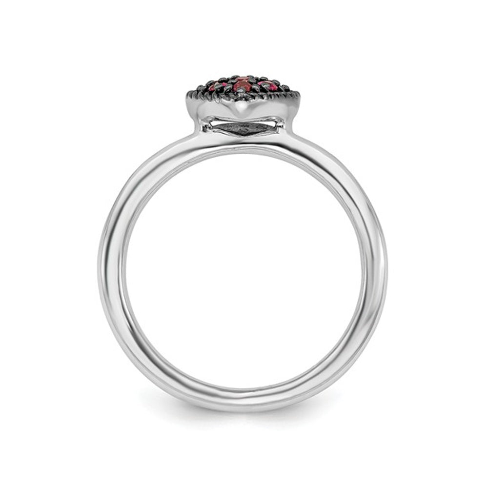 2/5 Carat (ctw) Lab Created Ruby Cluster Heart Promise Ring in Sterling Silver Image 4